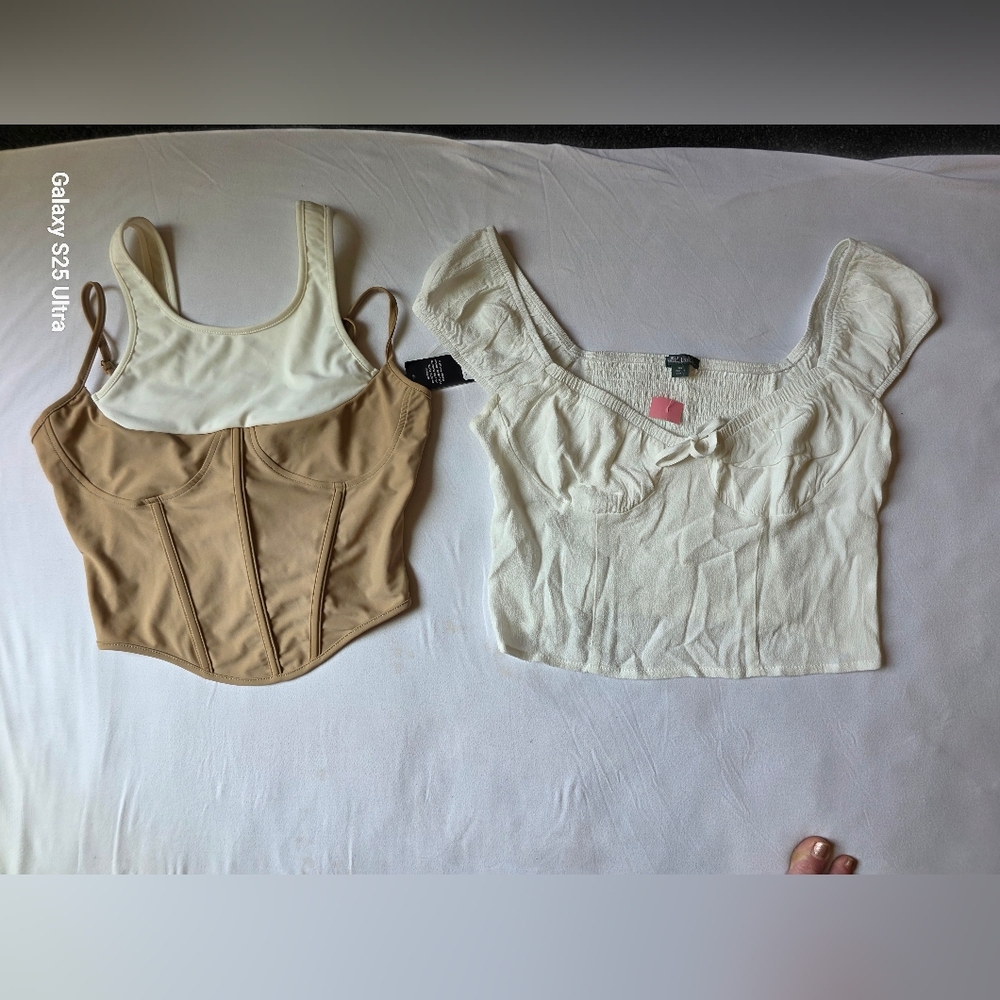 Wild Fable Tan and Cream Crop Tops